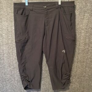 Eddie Bauer First Ascent Pants Womens 14 Black Capri Cargo Stretch Nylon‎ Hiking